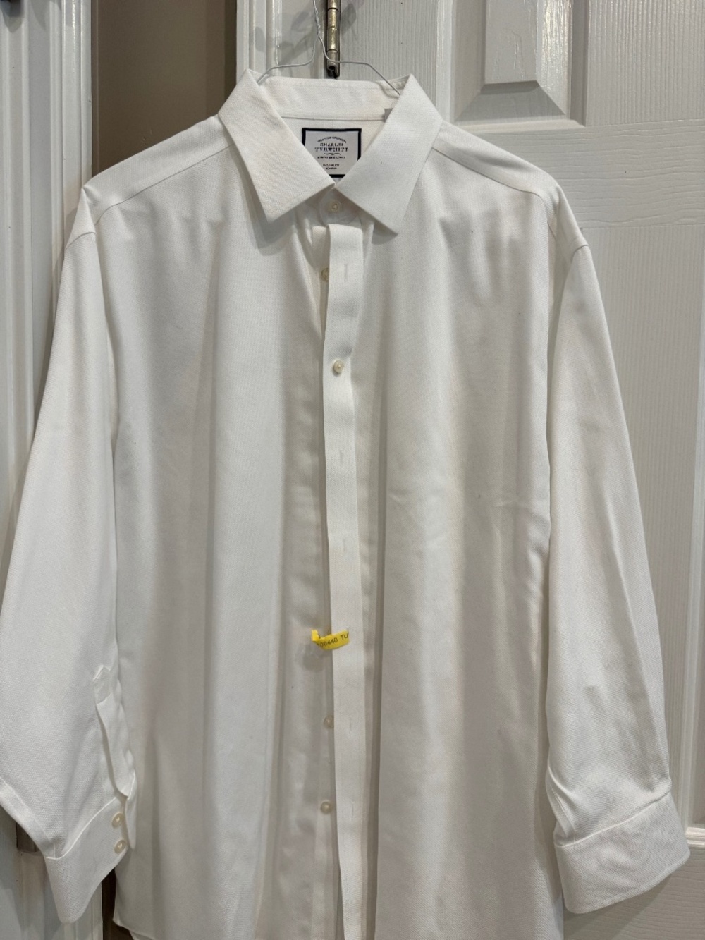 Charles Tyrwhitt shirt, 18 x 35, white woven fabric, excellent condition